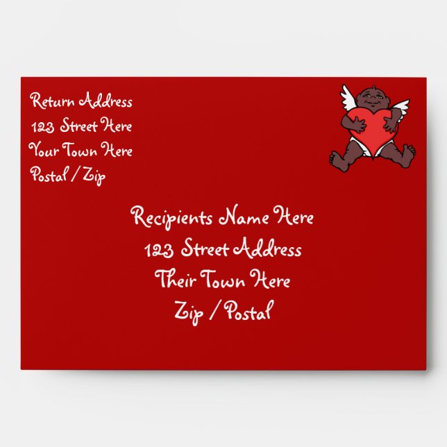 Valentine Envelopes Custom African Cupid Envelope (Front)