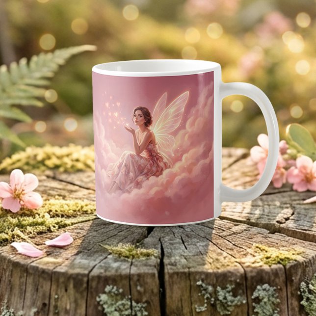 Valentine Fairy on Pink Clouds Fantasy Art Coffee Mug (Creator Uploaded)