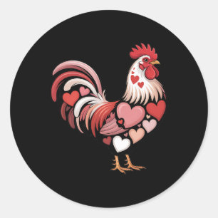 Valentine Farm Chicken Heart Pattern Romantic Poul Classic Round Sticker