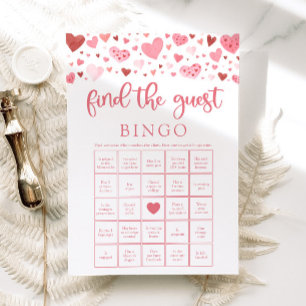 Valentine Find the Guest Bingo Baby Shower Game Invitation