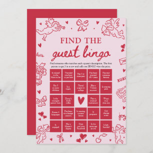 Valentine Find the Guest Bingo Baby Shower Game Invitation