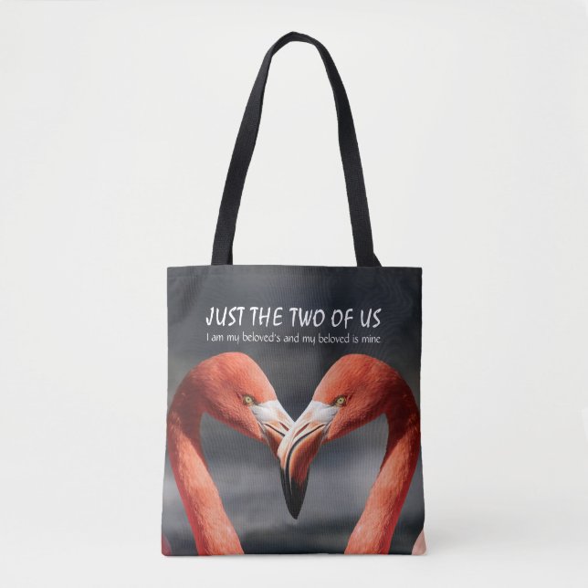 Valentine Flamingo Christian JUST THE TWO OF US Tote Bag (Front)