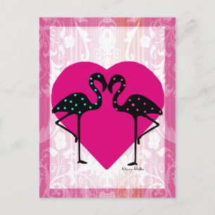 Valentine Flamingos Post Card