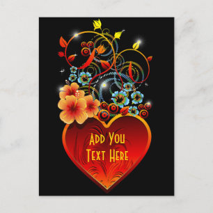 Valentine Floral Heart Love Postcard