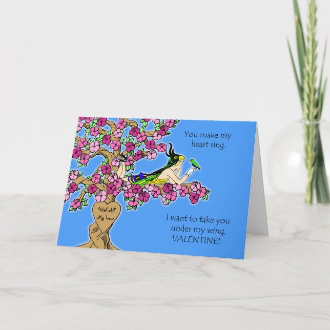 Valentine for Wife, Carve Names in Tree, Birds Holiday Card (Front)