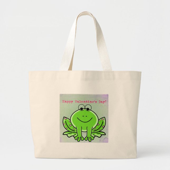 Valentine Frog Large Tote Bag (Front)