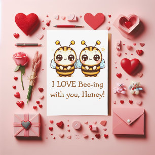 Valentine funny Bee Holiday Card