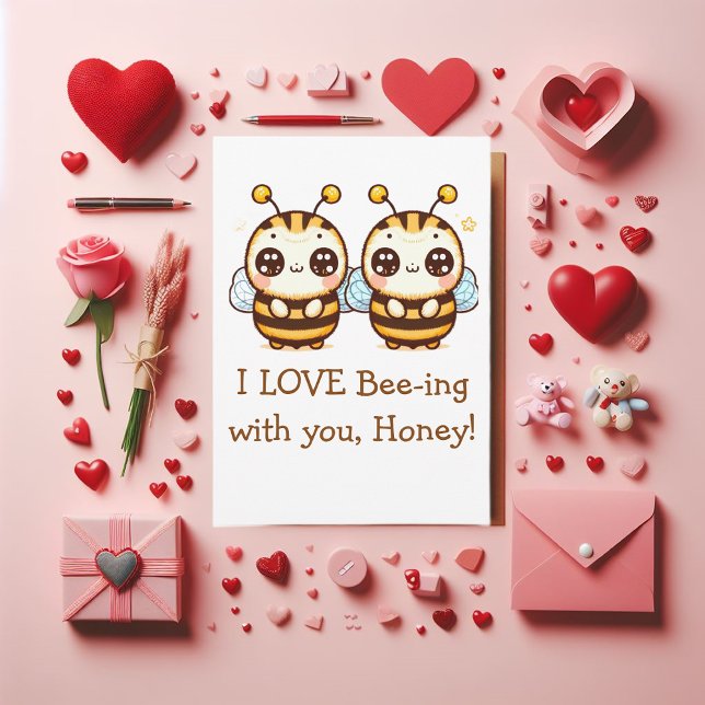 Valentine funny Bee Holiday Card (A great corny joke that is packed with love!)