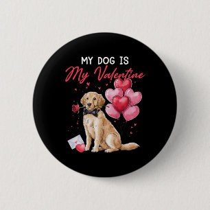Valentine Funny Dog Owner Heart Bylloon Labrador R 6 Cm Round Badge