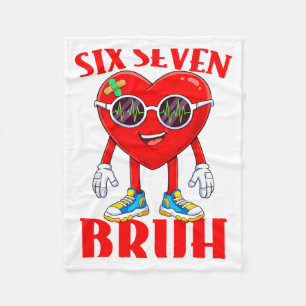 Valentine Funny Six Seven Bruh Meme 67 Heart Lover Fleece Blanket