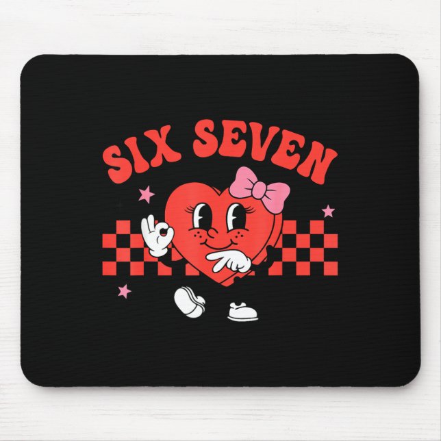 Valentine Funny Six Seven Heart Bow Meme Gen Alpha Mouse Pad (Front)