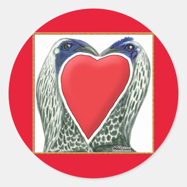 Valentine Game Chickens Classic Round Sticker (Front)