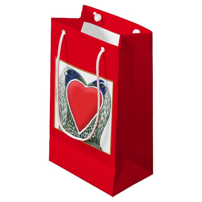 Valentine Game Chickens Small Gift Bag (Front Angled)