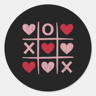Valentine Game With Hearts And Grid Classic Round Sticker