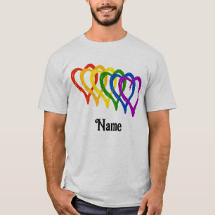 Valentine Gay Pride Rainbow Flag Hearts Customised T-Shirt