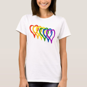 Valentine Gay Pride Rainbow Layered Hearts T-Shirt