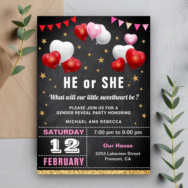 Valentine Gender Reveal Party Invitation (Creator Uploaded)