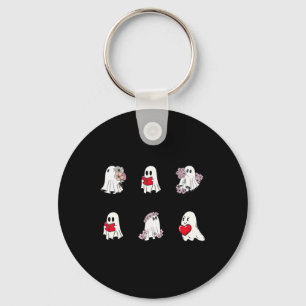 Valentine Ghosts Reading A Book Teacher Bookworm Key Ring