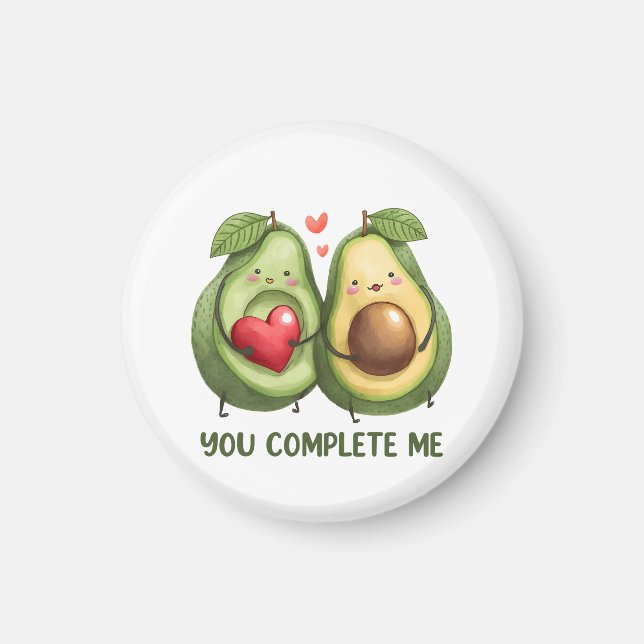 Valentine Gift Avocado You Complete Me Magnet (Front)