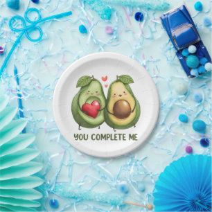 Valentine Gift Avocado You Complete Me Paper Plate