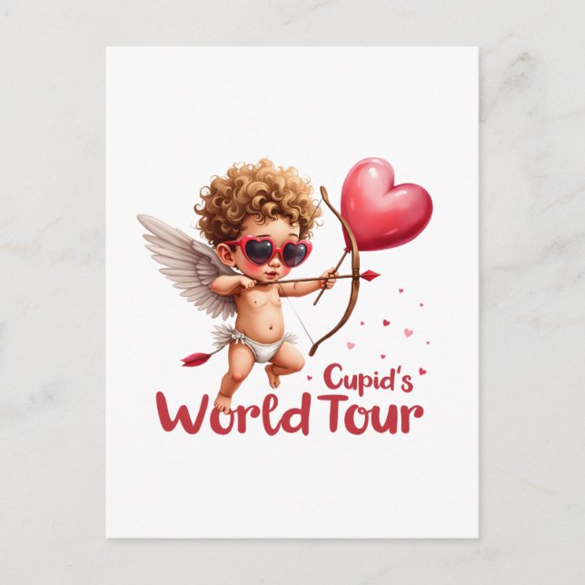 Valentine Gift | Cupid's World Tour Postcard (Front)