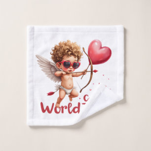 Valentine Gift   Cupid's World Tour Wash Cloth