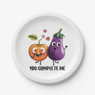 Valentine Gift Eggplant You Complete Me Paper Plate