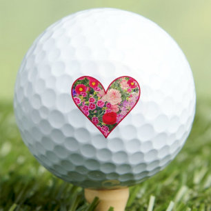 Valentine Gift for Wife - Floral Heart Golf Balls