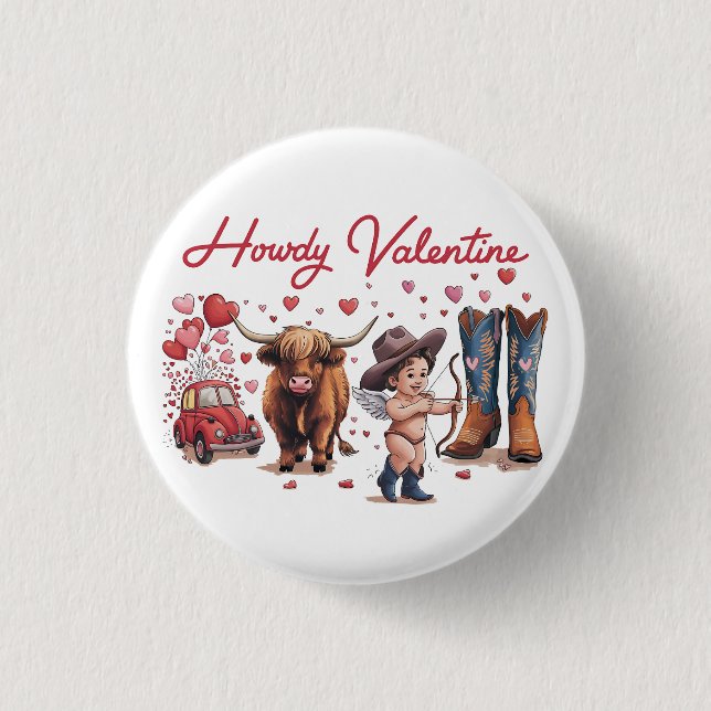 Valentine Gift | Howdy Valentine 3 Cm Round Badge (Front)