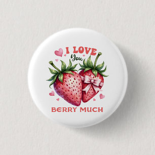 Valentine Gift I Love You Berry Much 3 Cm Round Badge