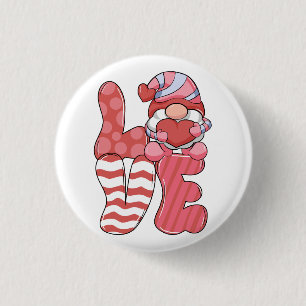 Valentine Gift LOVE Gnome 3 Cm Round Badge