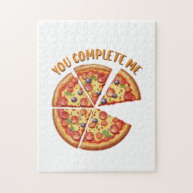 Valentine Gift Pizza You Complete Me Jigsaw Puzzle (Vertical)