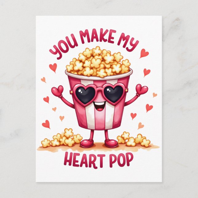 Valentine Gift | You Make My Heart Pop Postcard (Front)