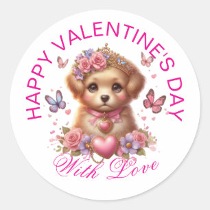 Valentine Gifts - Pawsitively Adorable Puppy 20 Classic Round Sticker