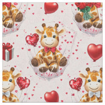 Valentine Giraffe Pattern Fabric