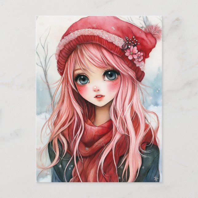 Valentine Girl Holiday Postcard (Front)