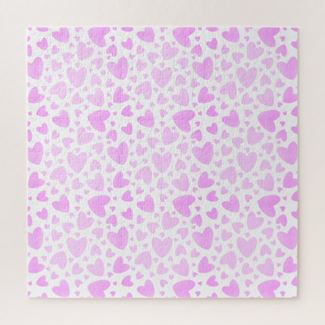 Valentine Girly Pink Faded Love Hearts Impossible Jigsaw Puzzle (Vertical)