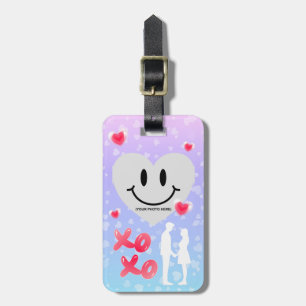 Valentine Glass Heart Balloon Bubblegum Couple Luggage Tag