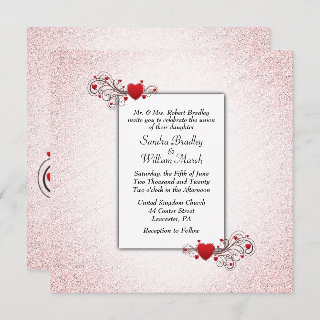 Valentine Glitter  Wedding Invitation (Front/Back)