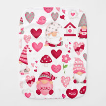Valentine Gnome Burp Cloth