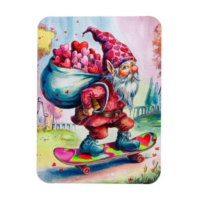 Valentine Gnome Happy Valentines Magnet (Vertical)