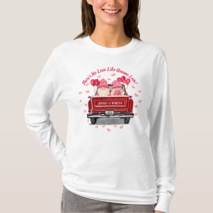 Valentine Gnome Love Pink Hearts Vintage Red Truck T-Shirt