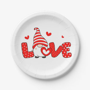 Valentine gnome  paper plate