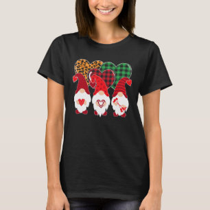 Valentine Gnomes Holding Heart Leopard Happy Valen T-Shirt