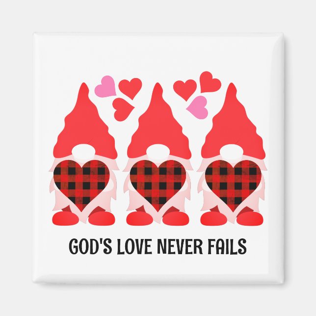 VALENTINE GNOMES Love Never Fails Magnet (Front)