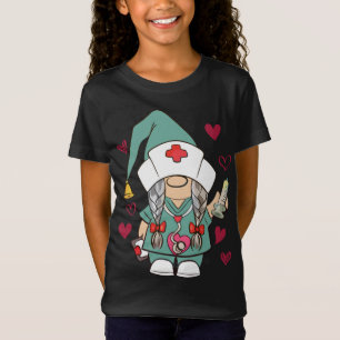 Valentine Gnomes Nurse Hearts Stethoscope T-Shirt