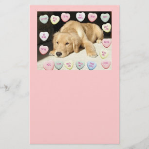 Valentine Golden Retriever Puppy Stationery