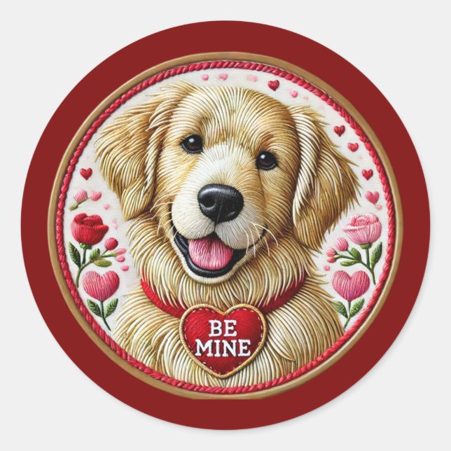 Valentine Golden Retriever Sticker Art (Front)