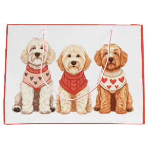 Valentine Goldendoodle Dogs Large Gift Bag