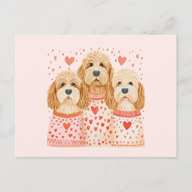 Valentine Goldendoodle Dogs Postcard (Front)